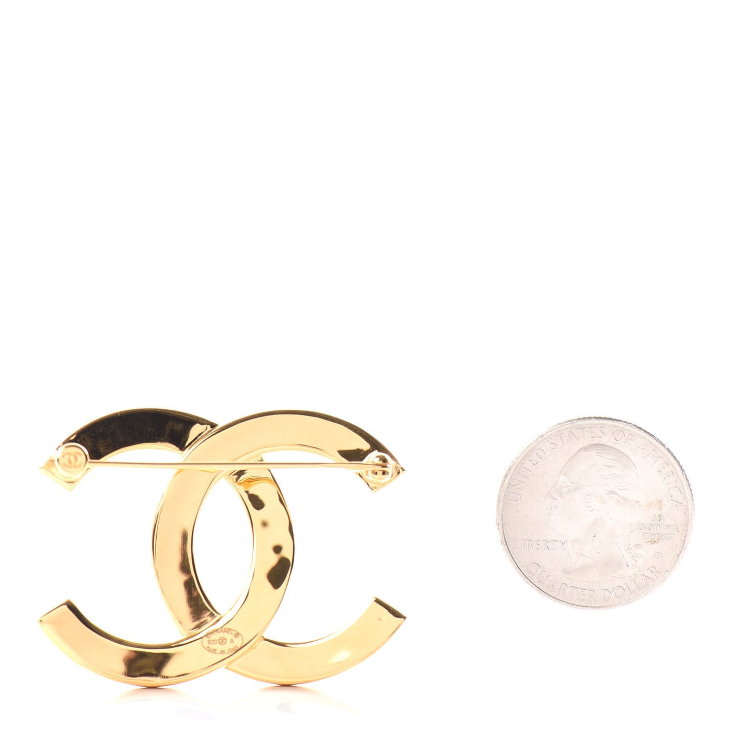 Metal Paris Button CC Large Brooch Gold