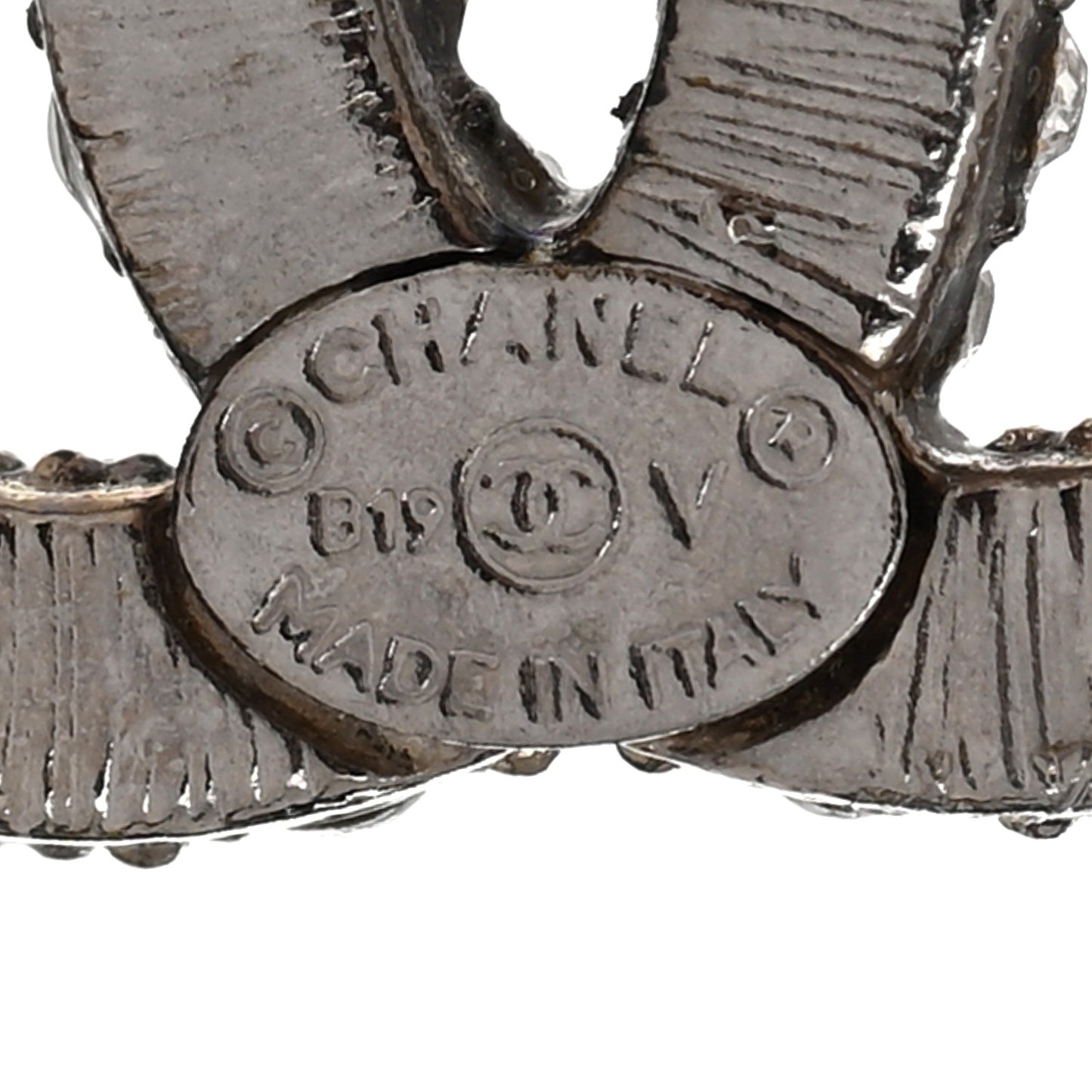 Crystal CC Treasure Chest Earrings Silver