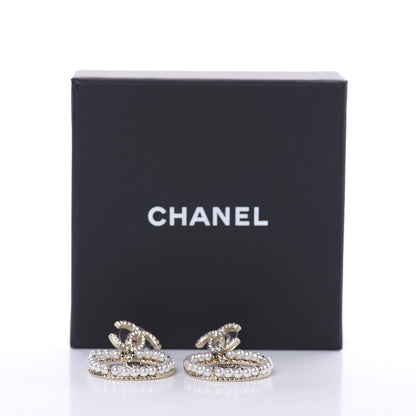 Chanel Crystal Pearl Charms CC Drop Earrings Gold 5 of 5