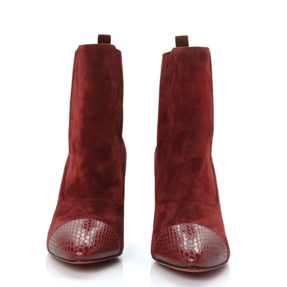 Christian Louboutin Veau Velours Calfskin Jurassic Me In The 90s 100 Ankle Boots 38 Tanin 2 of 6