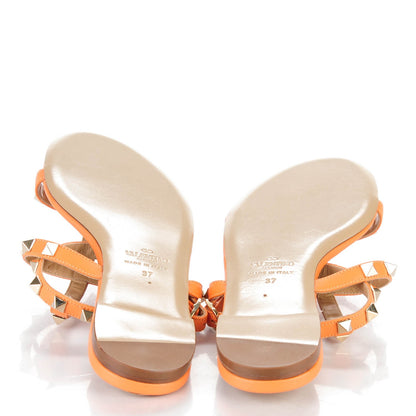 Valentino Garavani Nappa Rockstud Ankle Strap Flat Sandals 37 Melon Sorbet 5 of 7