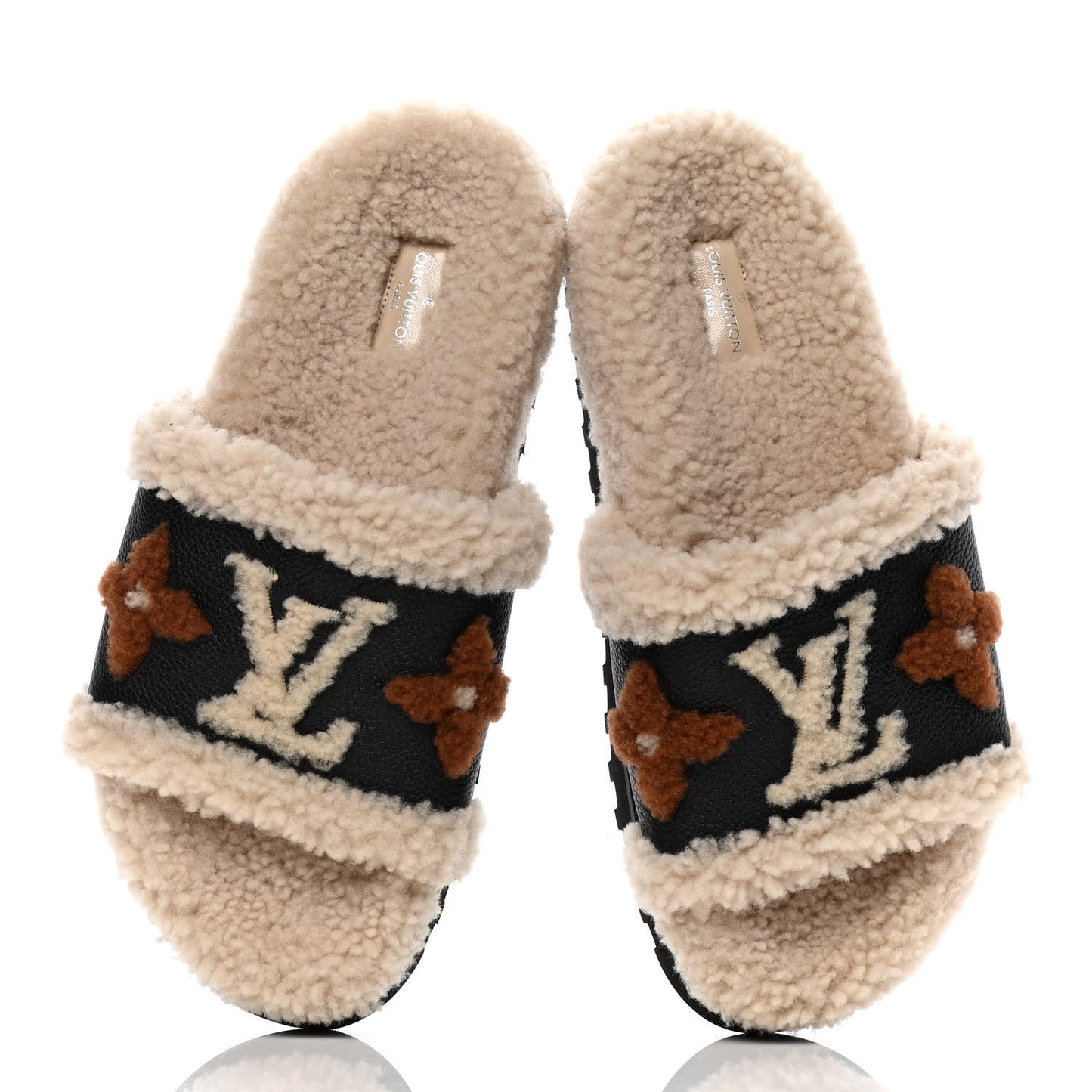 Shearling Calfskin Paseo Flat Comfort Mule 38 Beige
