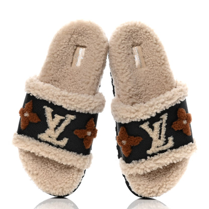 Louis Vuitton Shearling Calfskin Paseo Flat Comfort Mule 38 Beige 5 of 9