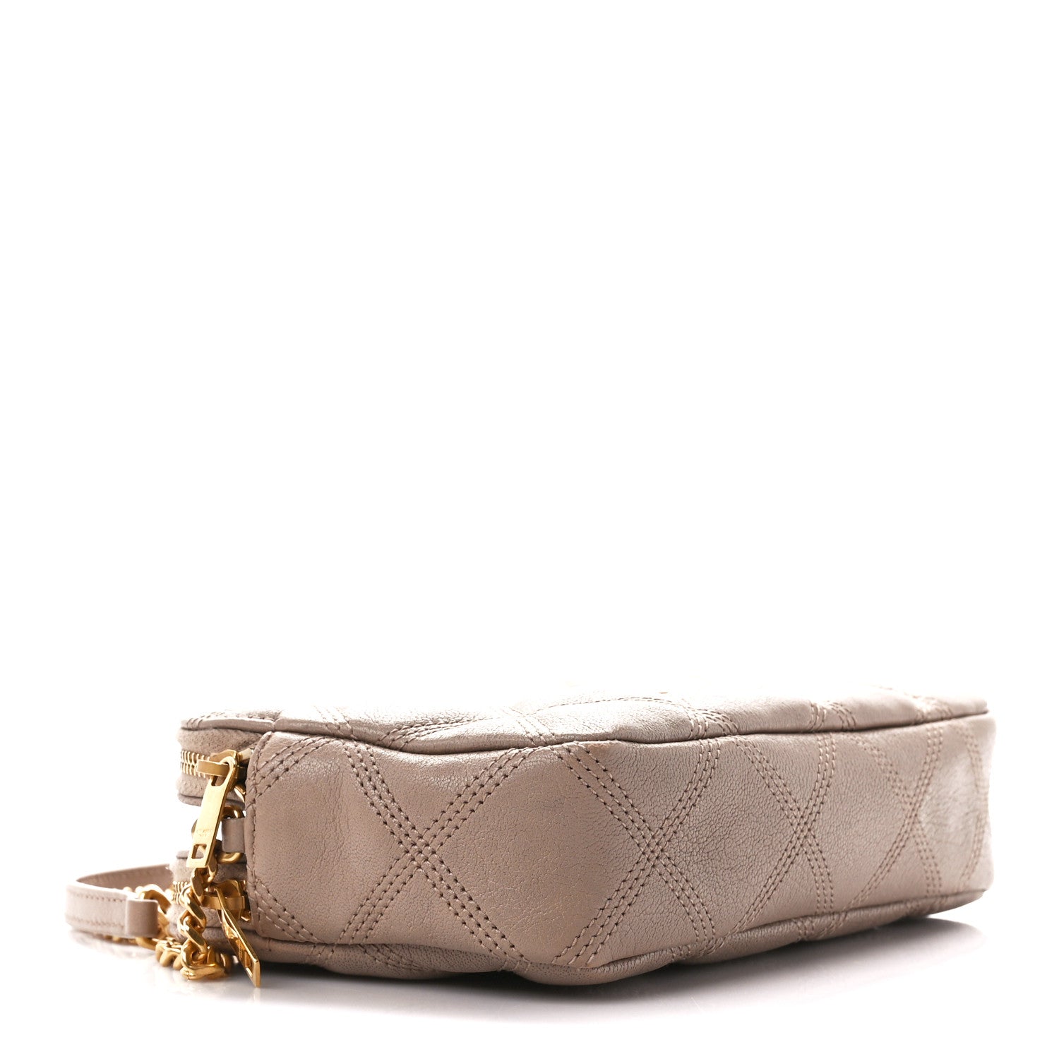 Saint Laurent Grained Lambskin Quilted Mini Becky Double Zip Bag Dark Beige 4 of 13