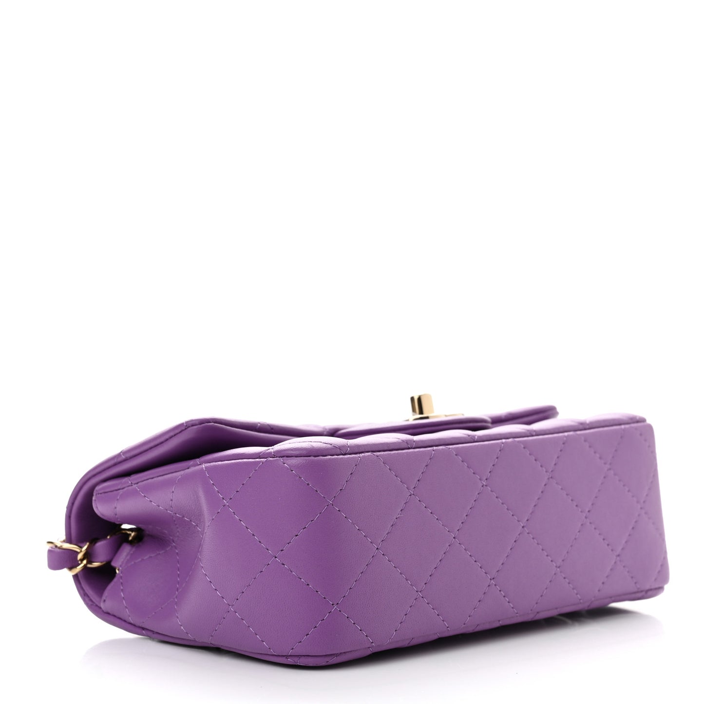 Lambskin Quilted Mini Rectangular Flap Purple