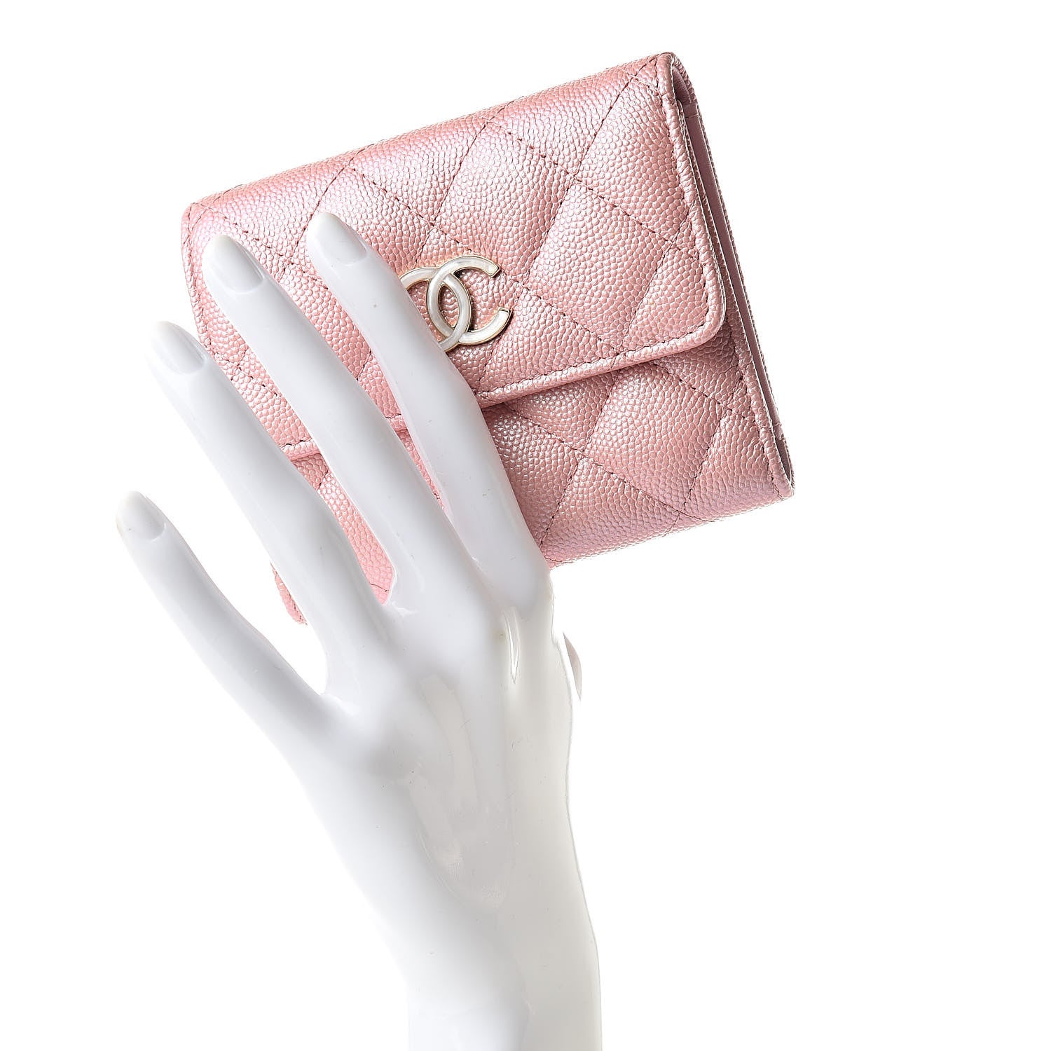 Chanel Iridescent Caviar Small Quilted Flap Wallet Rose Pink 2 of 9