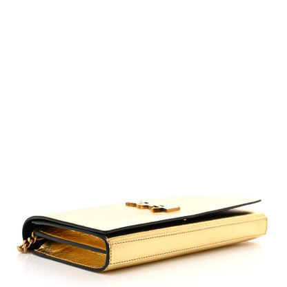 Saint Laurent Metallic Calfskin Monogram Chain Wallet Gold 4 of 12
