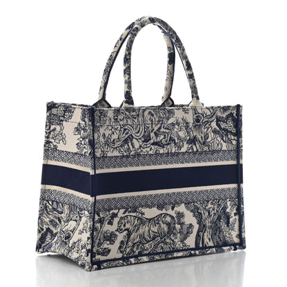 Christian Dior Canvas Embroidered Toile De Jouy Medium Book Tote Blue 3 of 9