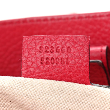 Gucci Pebbled Calfskin Bi-Color Medium Bamboo Shopper Tote Fuchsia Orange 7 of 17