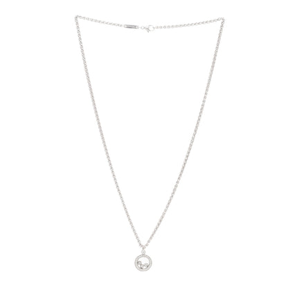 Chopard 18K White Gold 3 Diamond Happy Diamond Icons Round Pendant Necklace 3 of 5