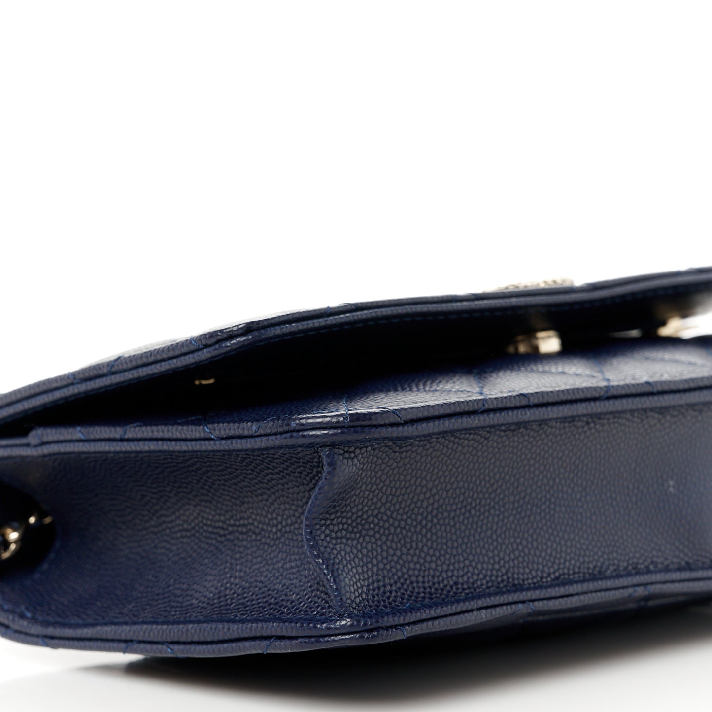 Caviar Quilted Hammered CC Wallet on Chain WOC Navy Blue