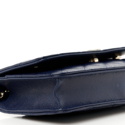 Chanel Caviar Quilted Hammered CC Wallet on Chain WOC Navy Blue 9 of 10