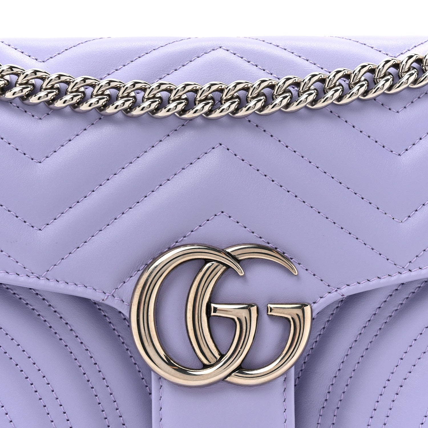 Gucci Calfskin Matelasse Small GG Marmont Shoulder Bag Lapis 7 of 10