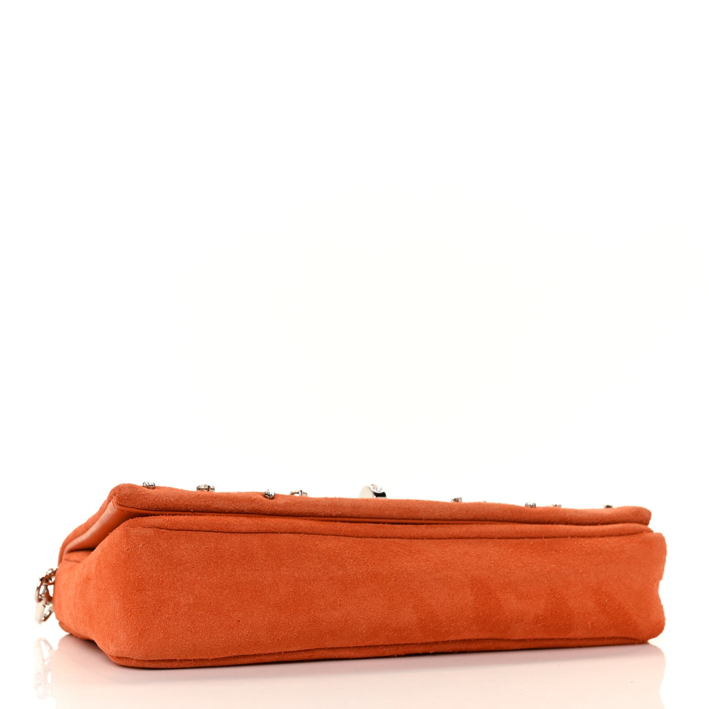 Suede Crystal Chain Crossbody Orange