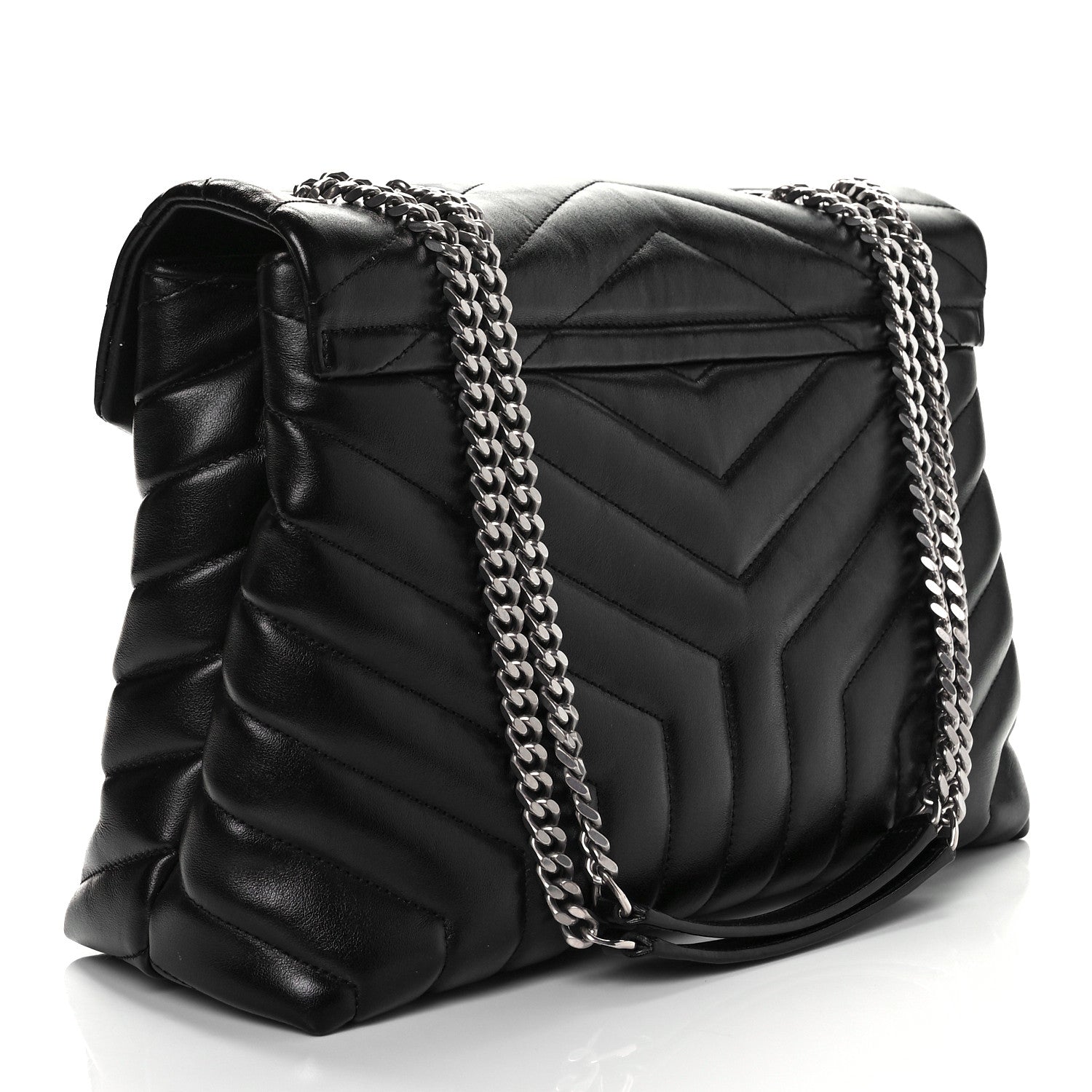 Saint Laurent Calfskin Y Quilted Monogram Medium Loulou Chain Satchel Black 2 of 10
