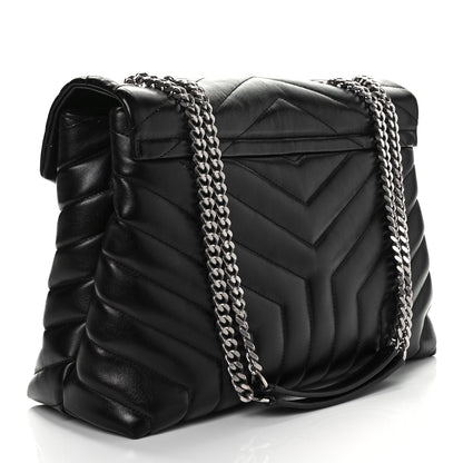 Saint Laurent Calfskin Y Quilted Monogram Medium Loulou Chain Satchel Black 2 of 10