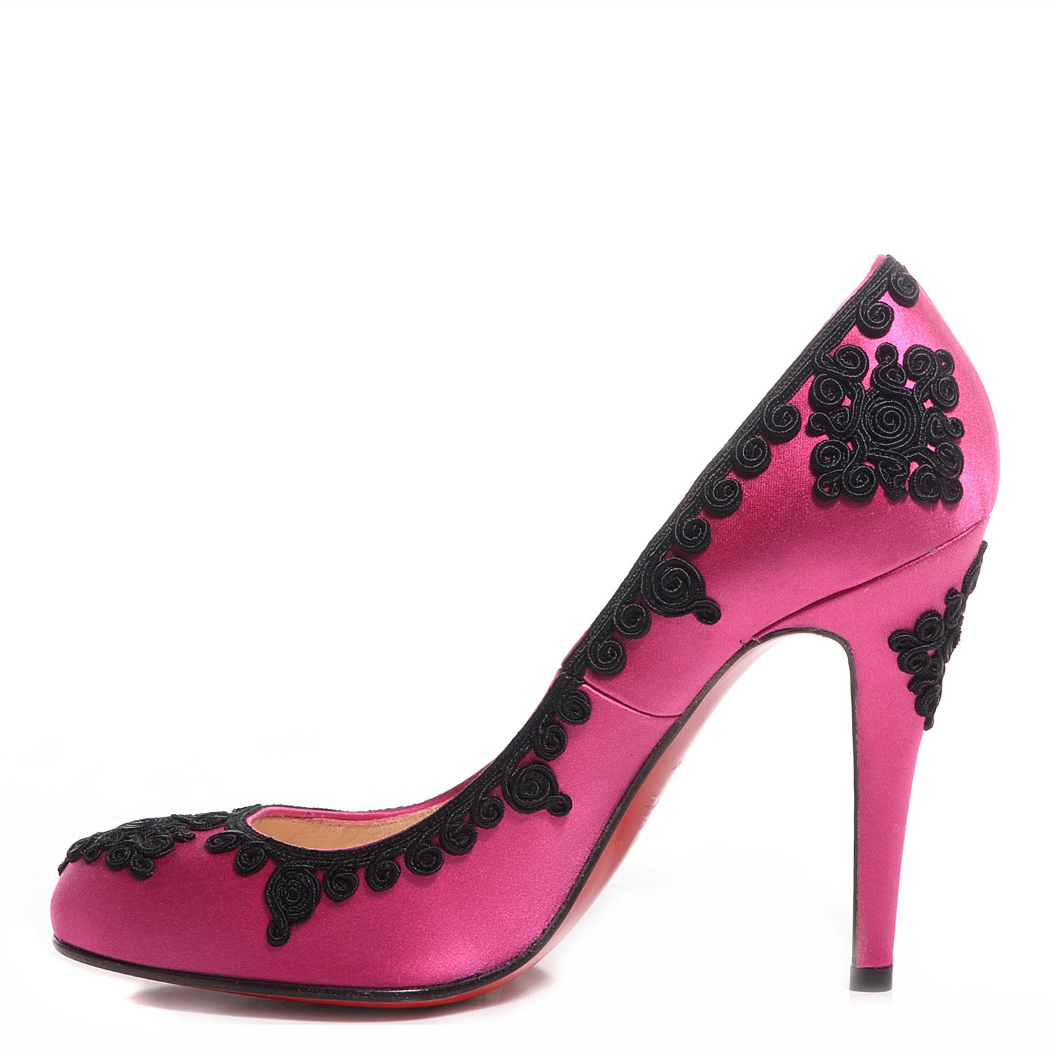 Christian Louboutin Satin Samira 100 Pumps Pink Black 37 1 of 8