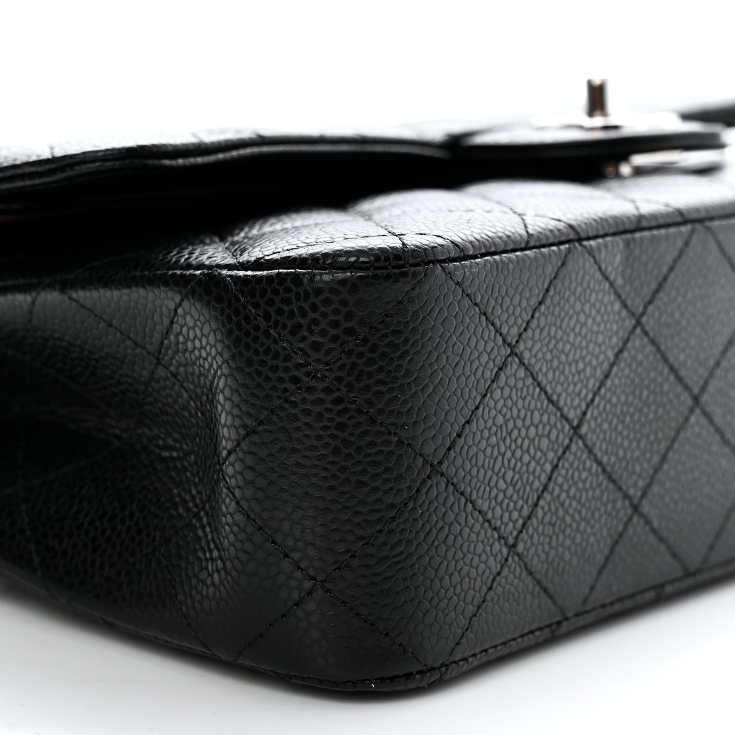 Caviar Quilted Medium Double Flap Black