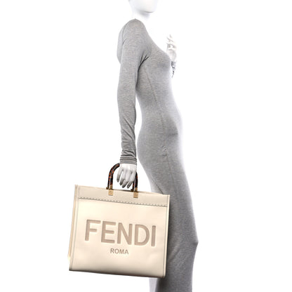 Fendi Vitello King Plexiglass Logo Embossed Large Fendi Sunshine Shopper Tote White Ice 2 of 9