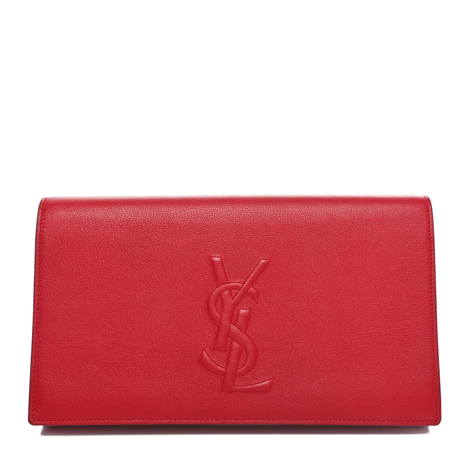 Saint Laurent Calfskin Monogram Large Belle De Jour Clutch Red 1 of 9