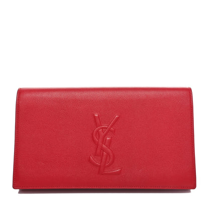Saint Laurent Calfskin Monogram Large Belle De Jour Clutch Red 1 of 9