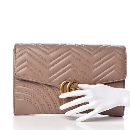 Gucci Calfskin Matelasse GG Marmont Clutch Porcelain Rose 2 of 7