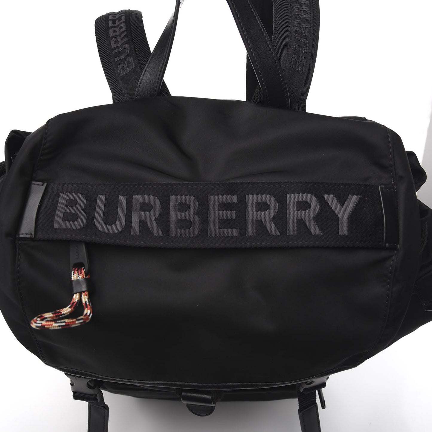 Nylon Calfskin Logo Detail Backpack Black