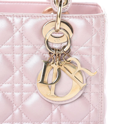 Christian Dior Pearly Lambskin Cannage Medium Lady Dior Lotus 13 of 13