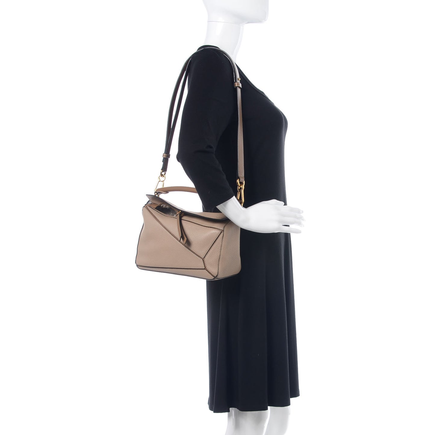 Grained Calfskin Small Puzzle Bag Sand Mink