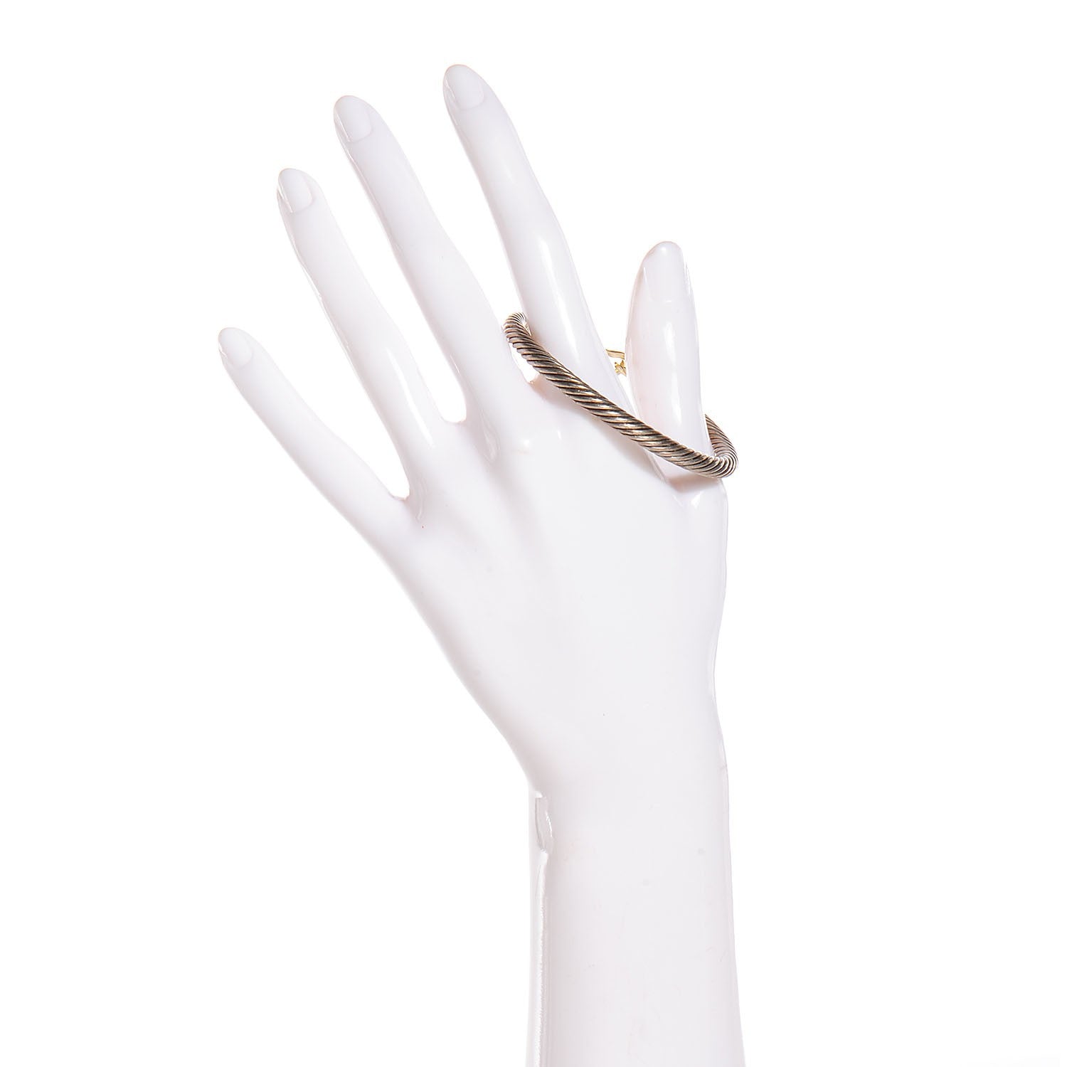 David Yurman Sterling Silver 14K Yellow Gold 5mm Cable Classic Buckle Bracelet 2 of 7