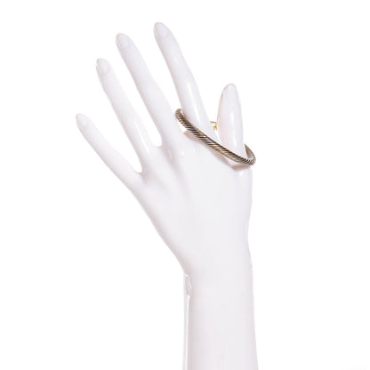 David Yurman Sterling Silver 14K Yellow Gold 5mm Cable Classic Buckle Bracelet 2 of 7