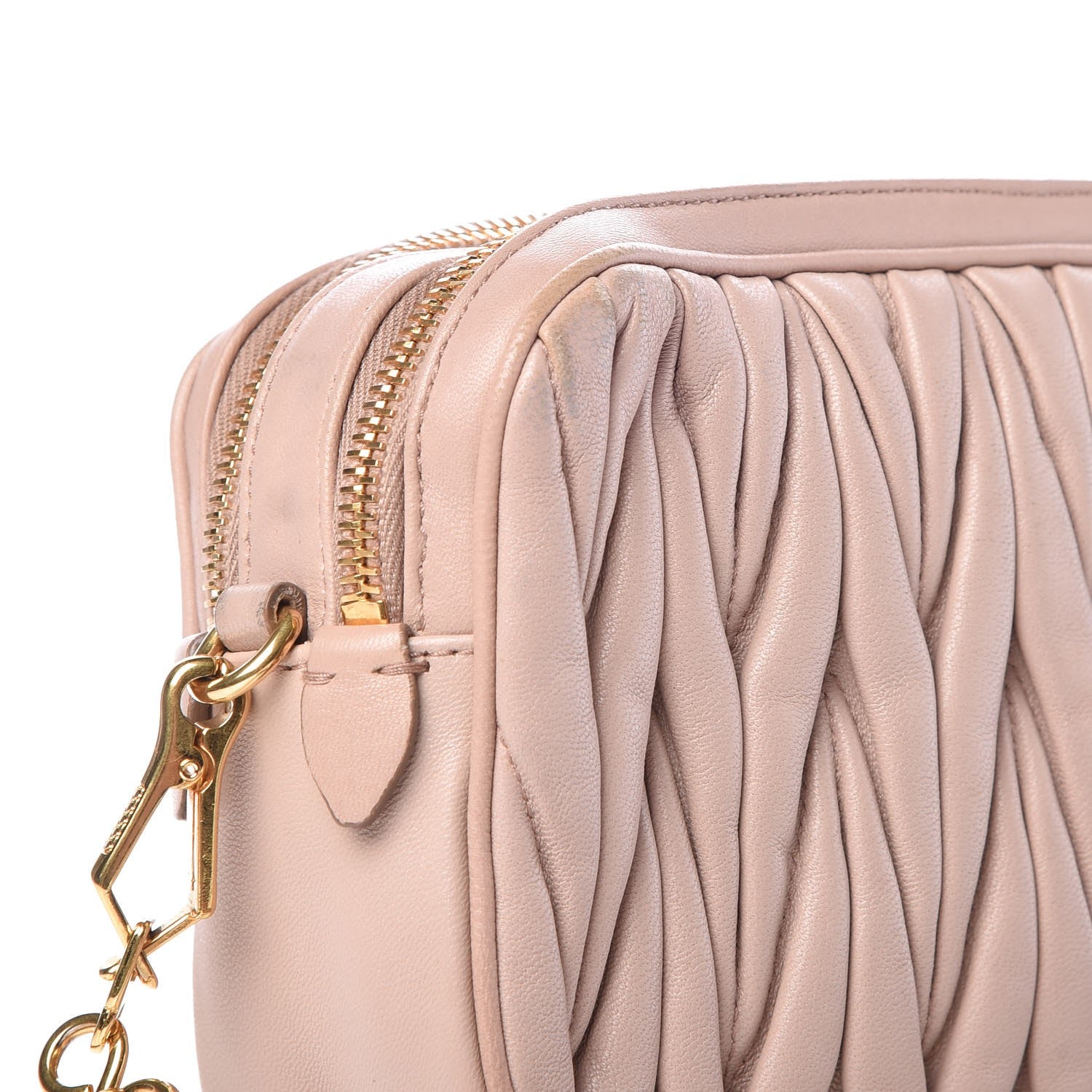 Miu Miu Nappa Matelasse Double Zip Chain Shoulder Bag Cammeo 12 of 16