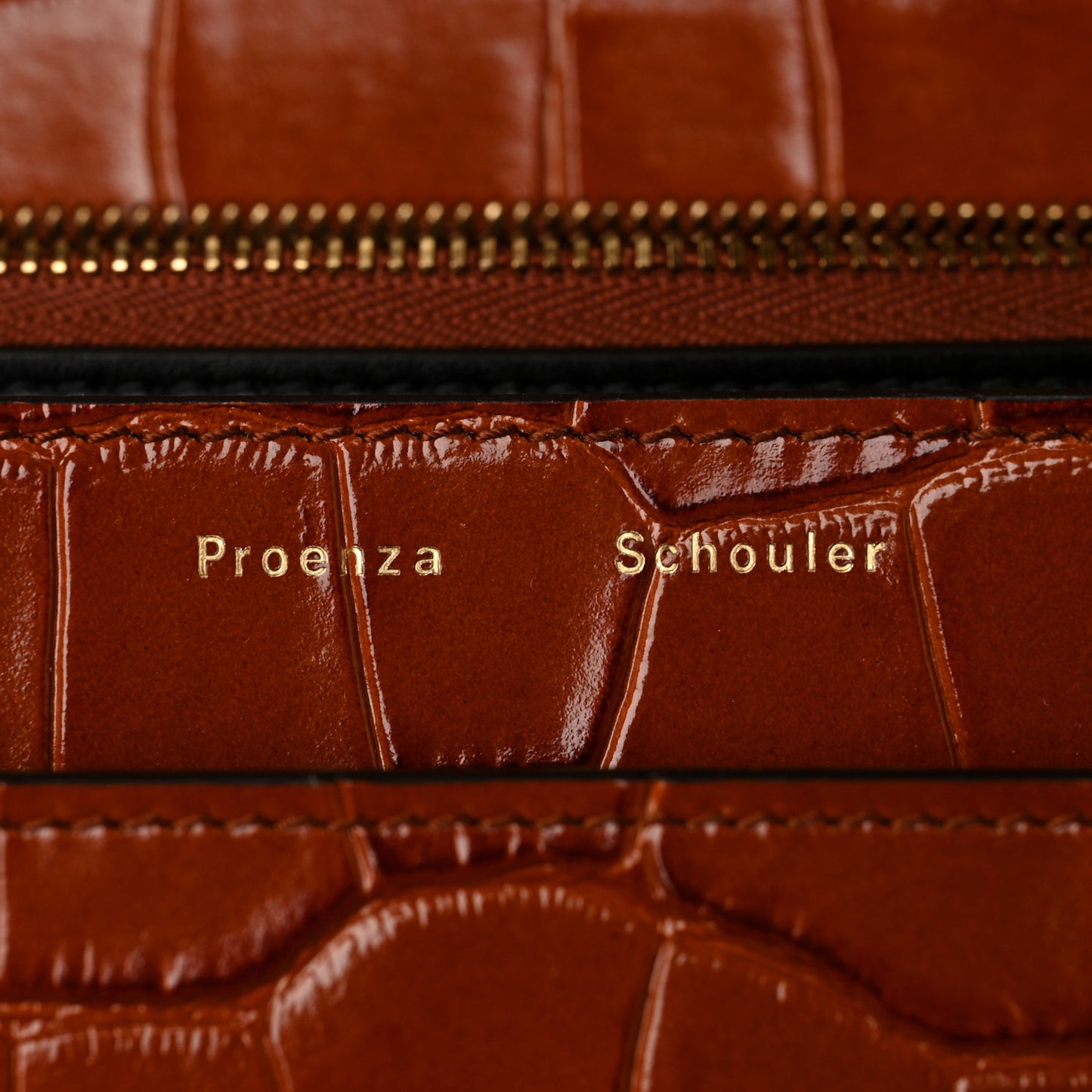Calfskin Crocodile Embossed Dia Day Bag Chestnut