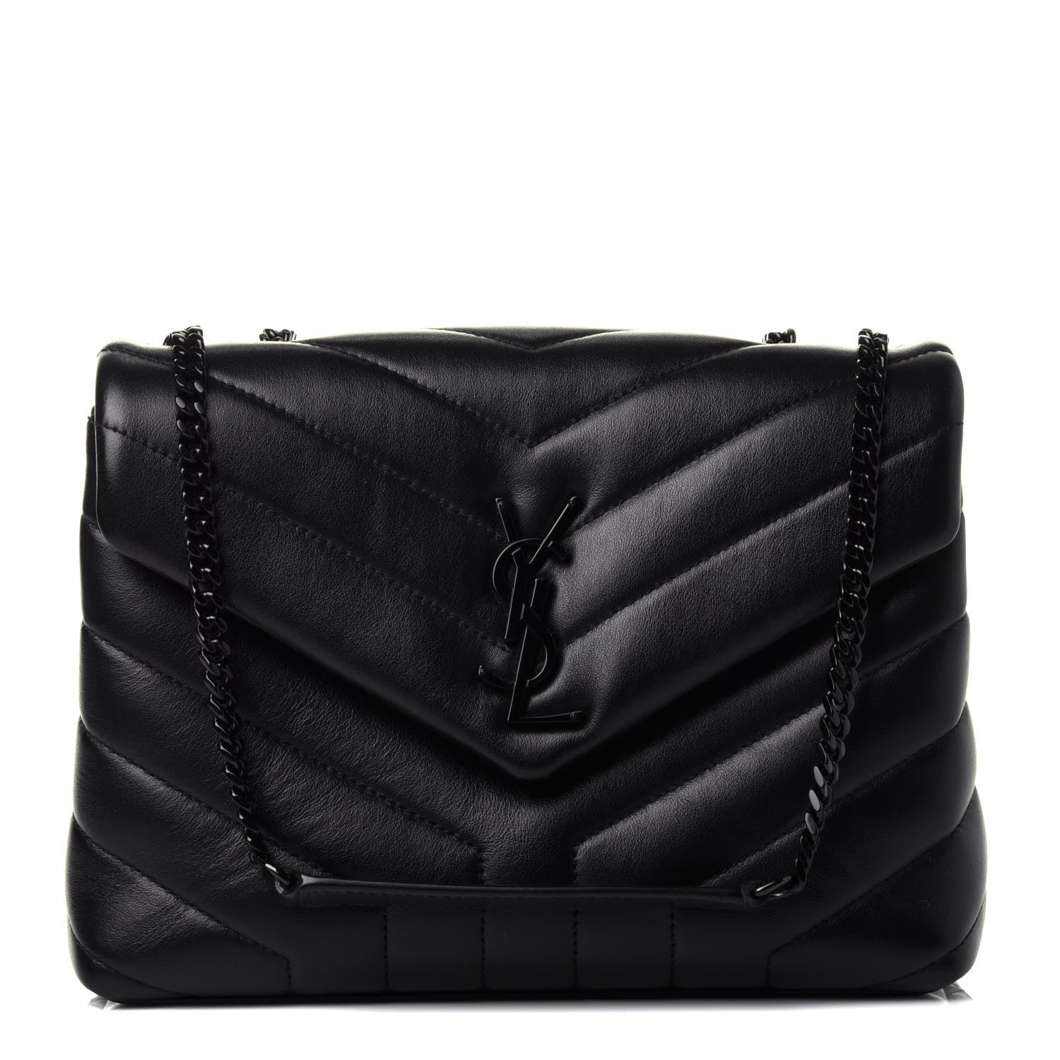 Saint Laurent Calfskin Y Quilted Monogram Small Loulou Chain Satchel Black 1 of 4
