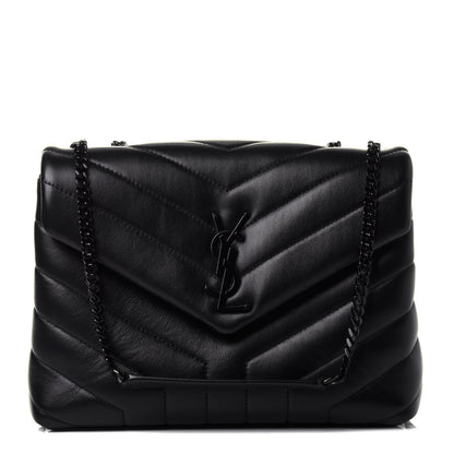 Saint Laurent Calfskin Y Quilted Monogram Small Loulou Chain Satchel Black 1 of 4