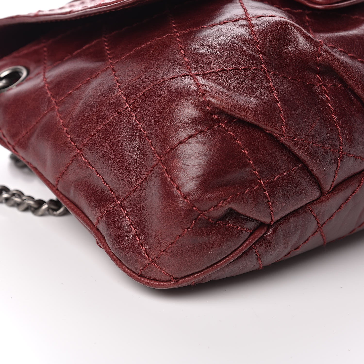 Chanel Caviar Aged Calfskin Medium Bubble Graphic Messenger Bag Dark Red 8 of 13