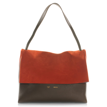 Celine Calfskin Suede All Soft Shoulder Bag Bright Orange Cement Olive 1 of 7