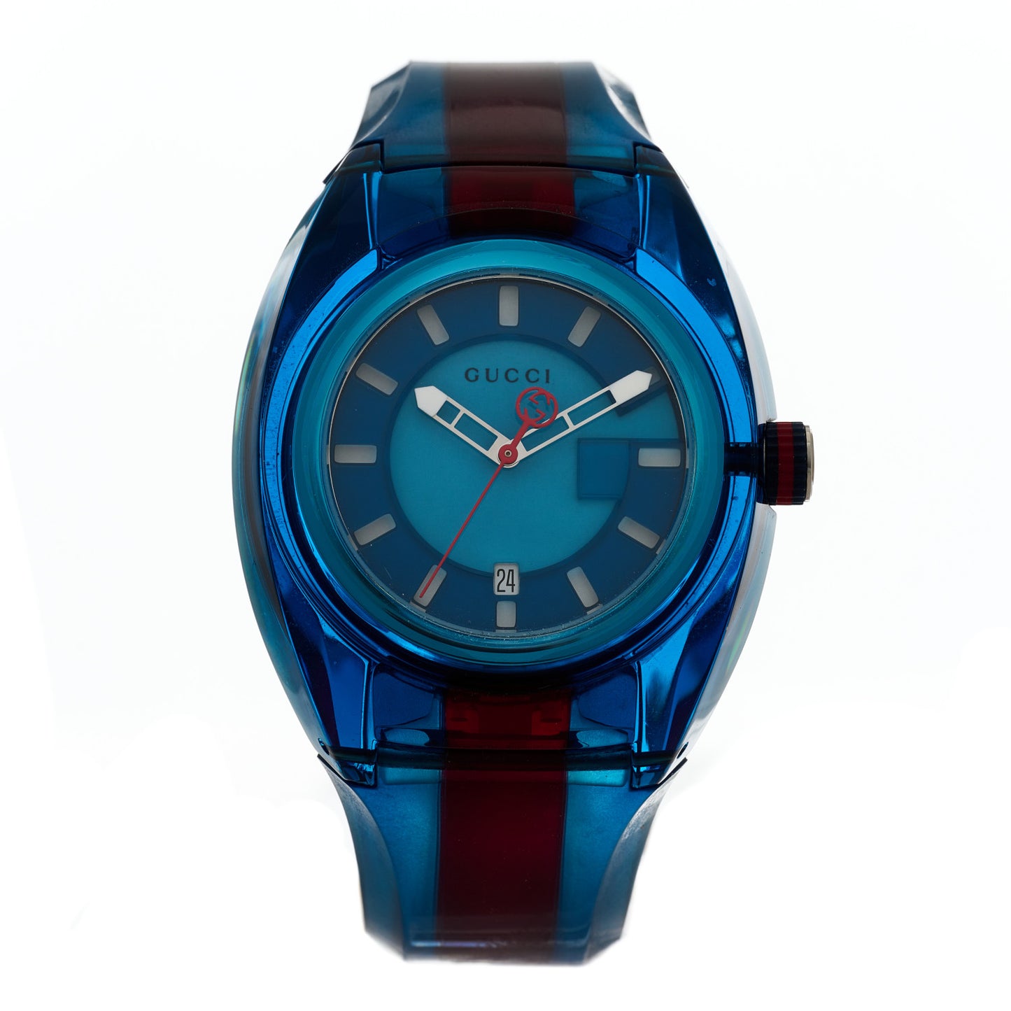 Stainless Steel Rubber 46mm Sync Web Quartz Watch Blue