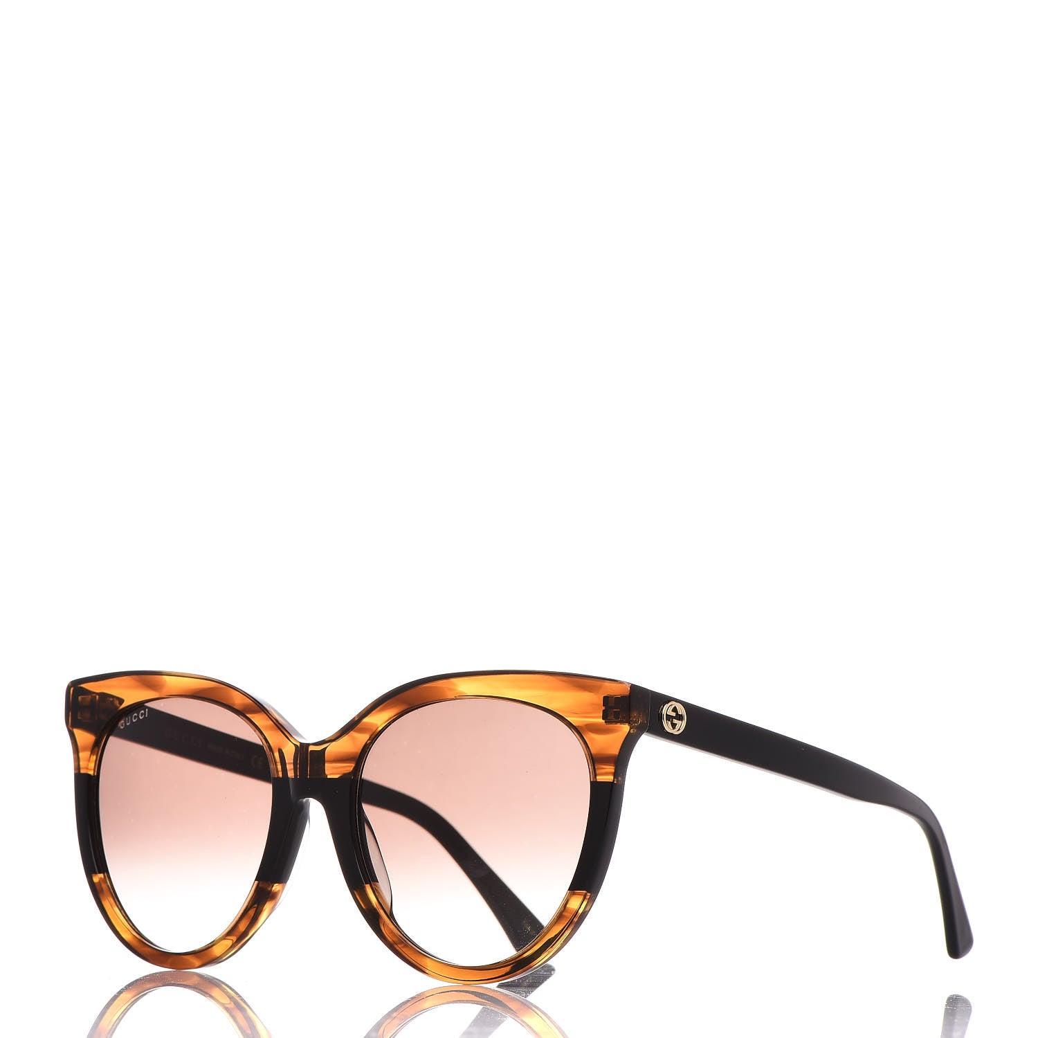 Gucci Acetate Cat Eye Sunglasses GG0179SA Havana Black Brown 1 of 7