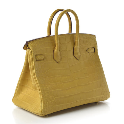 Hermes Matte Alligator Birkin 25 Jaune Ambre 3 of 33