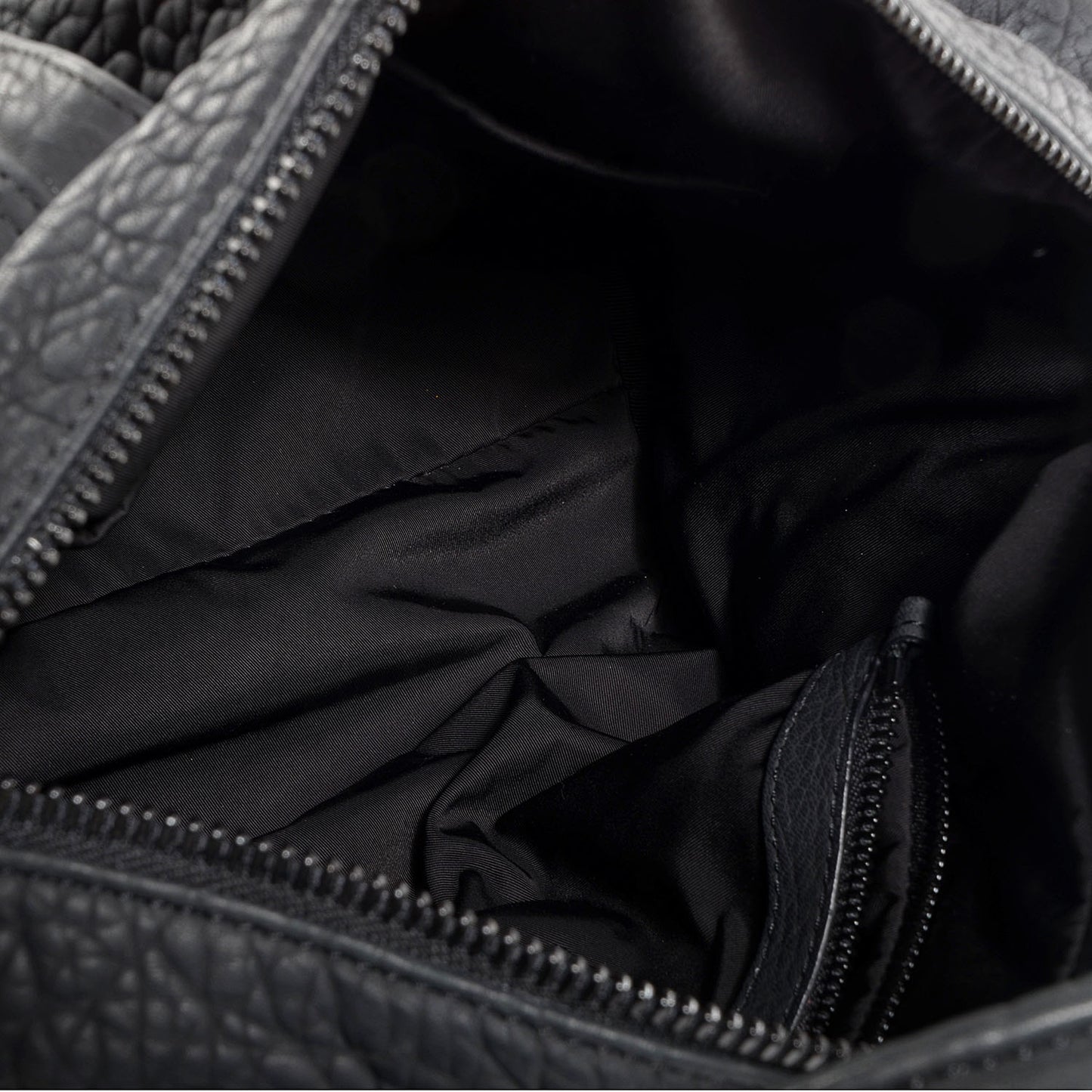 Pebbled Lambskin Rocco Duffel Matte Black w Iridescent Hardware
