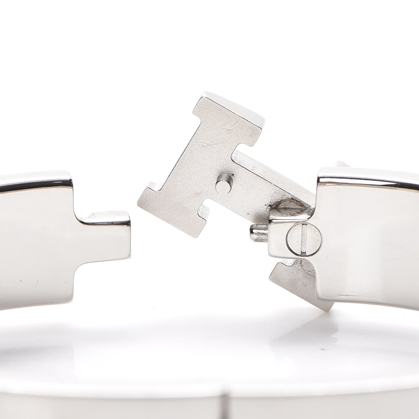 Enamel Narrow Clic Clac H Bracelet PM White