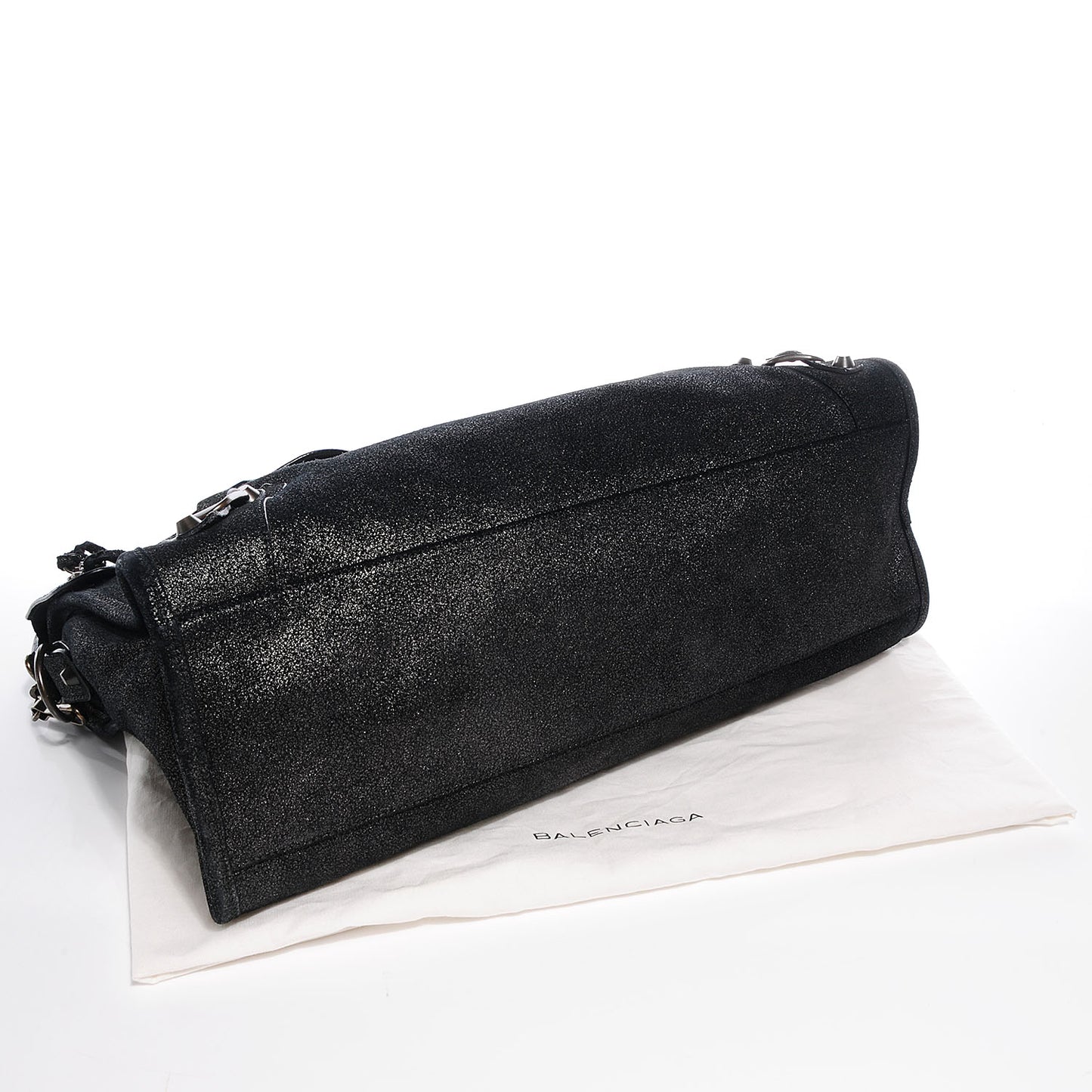 Metallic Craquele Calfskin Classic Hardware City Black