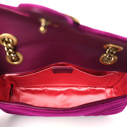 Gucci Velvet Matelasse Mini GG Marmont Shoulder Bag Fuchsia Violet Cyclamen 5 of 10