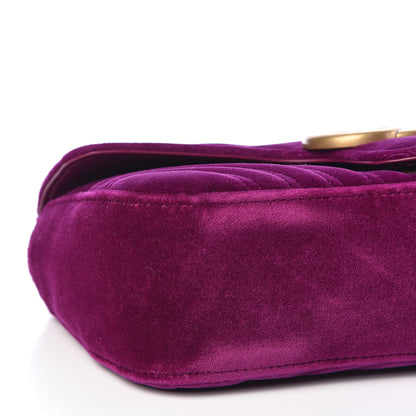 Gucci Velvet Matelasse Small GG Marmont Shoulder Bag Fuchsia Violet Cyclamen 8 of 10