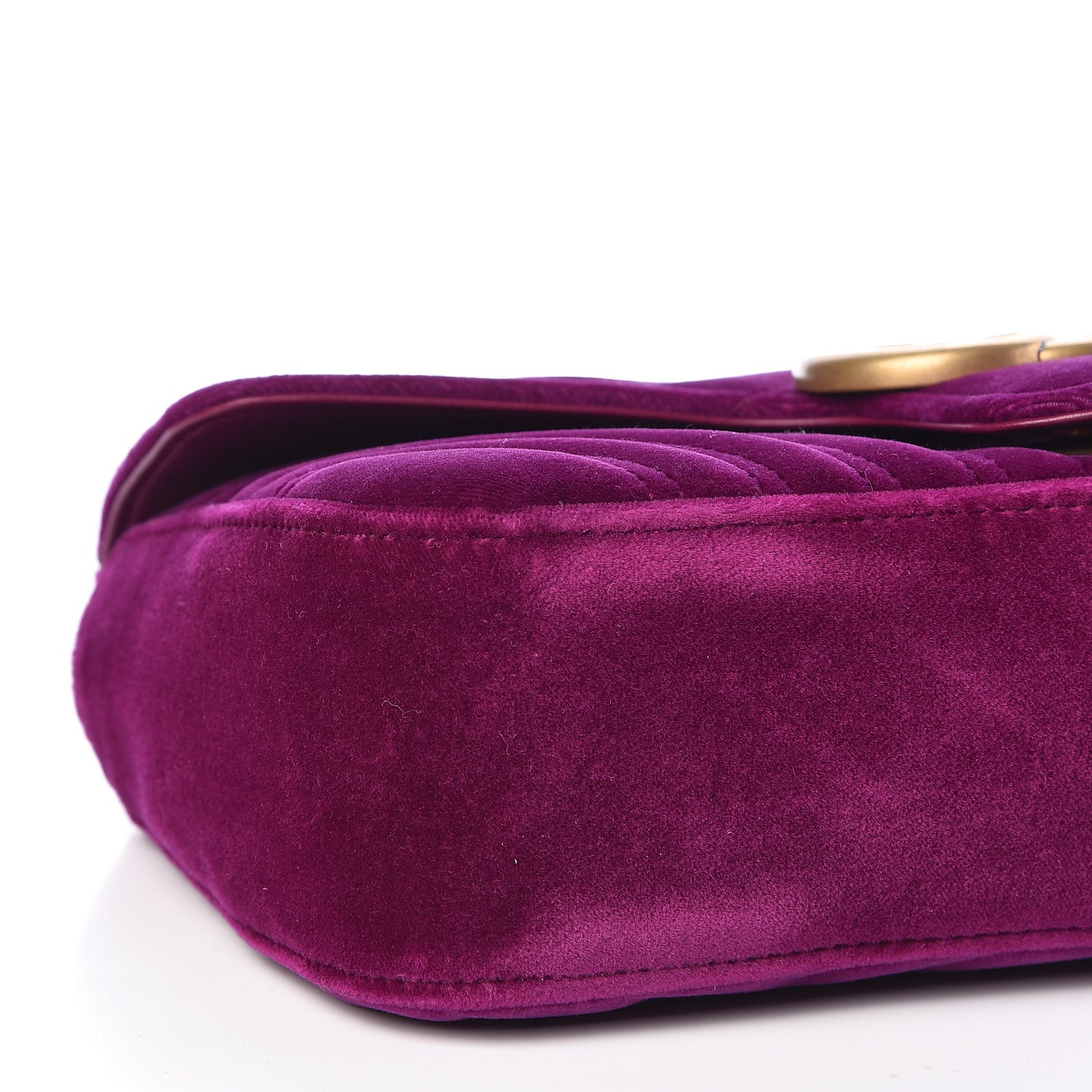Velvet Matelasse Small GG Marmont Shoulder Bag Fuchsia Violet Cyclamen