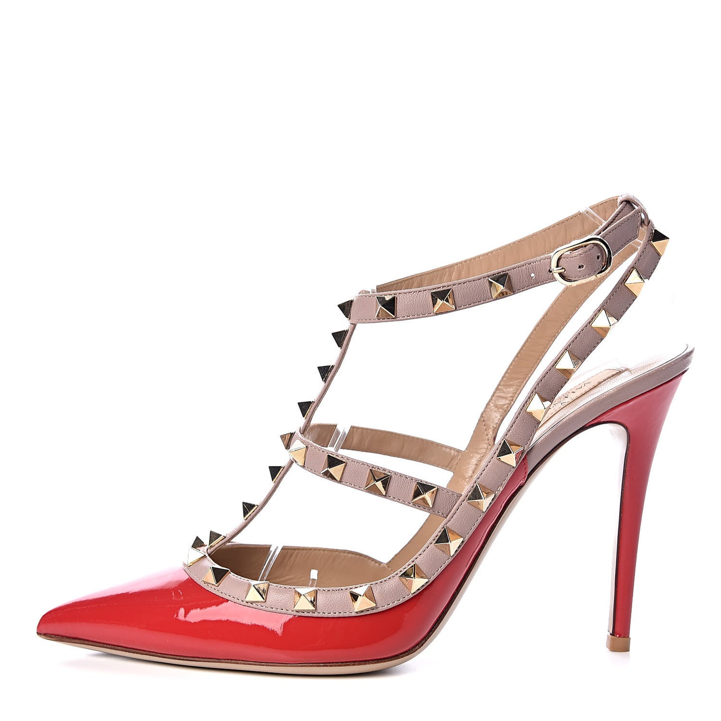 Patent Rockstud Ankle Strap 100mm Pumps 41 Rosso Valentino Poudre