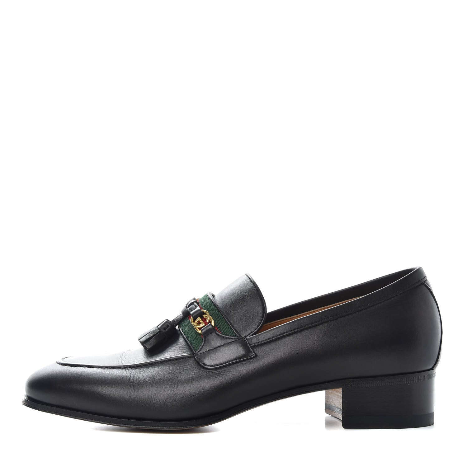 Gucci Calfskin Web Interlocking G Tassel Loafers 39 Black 1 of 10