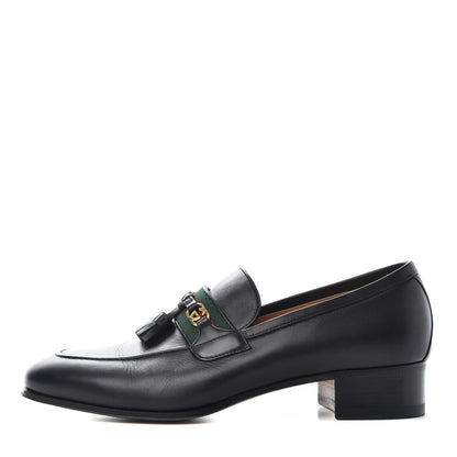 Gucci Calfskin Web Interlocking G Tassel Loafers 39 Black 1 of 10