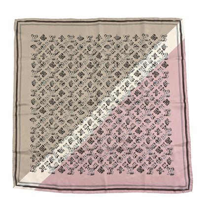 Louis Vuitton Silk Monogram Square Square Scarf 70 Light Pink Beige 1 of 3